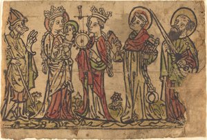 Madonna och barn med fyra heliga av German 15th Century