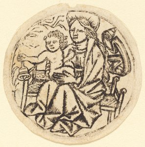 Madonna och barn med en klocka av German 15th Century