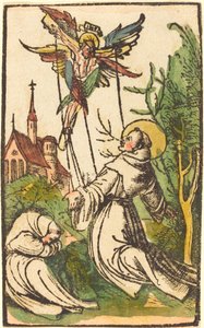 Saint Francis tar emot Stigmata av German 15th Century
