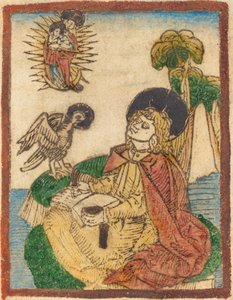Saint John på ön Patmos av German 15th Century