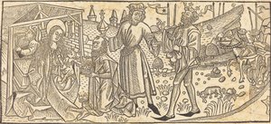Tillbedjan av Magi av German 15th Century