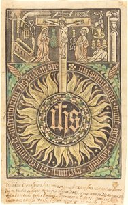Den heliga monografin med symbolerna för korsfästelse och passion [recto] av German 15th Century