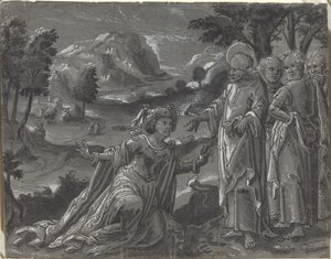 Kristus och äktenskapsbrytaren [recto] av German 16th Century
