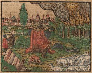 Moses och den brinnande busken av German 16th Century
