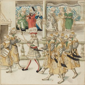 Paraderande riddare i orientalisk kostym av German 16th Century