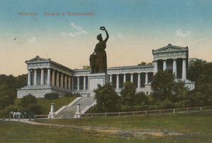 Bavaria-statyn och Ruhmeshalle, München. Vykort skickat 1913. av German Photographer