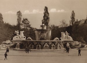 Munchen / München: Wittelsbacher Brunnen (svartvitt foto) av German Photographer