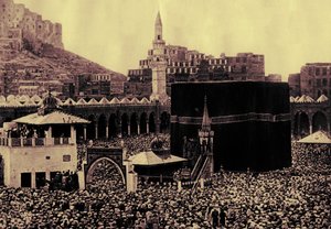 Pilgrimer vid Kaaba, illustration från "Palastina" av Karl Grober