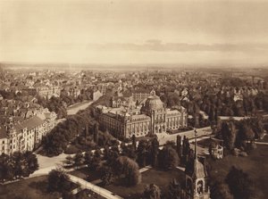 Utsikt över Hannover från tornet på det nya rådhuset (svartvitt foto)