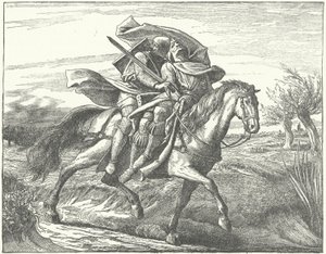 En tysk riddare som bär Valdemar II av Danmark i säkerhet efter hans nederlag i slaget vid Bornhoved av German School