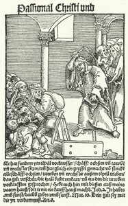 En sida ur Luthers anti-pamflett, Passional Christi und Antichrist av German School