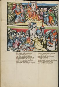 Abimelech-belysningar från Weltchronik Ms 33 fol. 137v, c.1400-10 (tempera, guld- och silverfärg, bläck på pergament) av German School