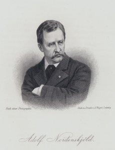 Adolf Erik Nordenskiold, finsk geolog, mineralog och arktisk upptäcktsresande (gravyr) av German School
