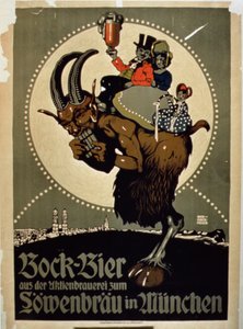 Annons för Bock Beer från Lowenbrau Brewery, München av German School