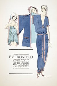 Annons för "F.V. Grunfeld", från Styl, pub.1922 (pochoirtryck) av German School