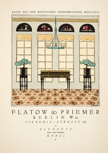 Annons för "Flatow & Priemer", från Styl, pub.1922 (pochoirtryck) av German School