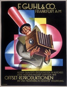 Reklam för den tyska kameratillverkaren Offset. I "" Gebrauchs Graphik"", tysk tidning av German School
