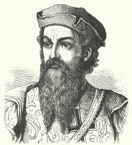 Afonso de Albuquerque, hertig av Goa, portugisisk general och vicekung i portugisiska Indien (gravyr) av German School