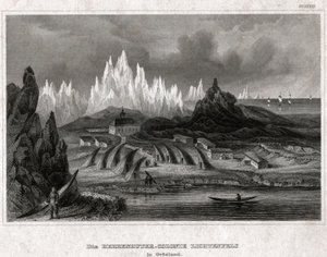 Akunnat, Grönland. (gravyr, ca 1850) av German School