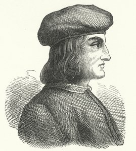 Aldus Manutius, venetiansk humanist, forskare, tryckare och förläggare (gravyr) av German School