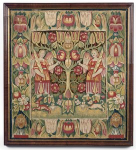 Allegoriskt kuddfodral i gobeläng, Nordtyskland, troligen Hamburg, ca 1600-50 av German School