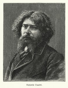 Alphonse Daudet, fransk författare (litho) av German School
