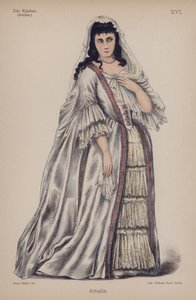 Amalie, från Die Rauber (Rånarna) av Friedrich Schiller (färg litho) av German School