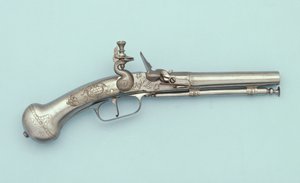 En flintlåspistol i helt stål, Jan Cloeter a Grevenbroich, ca 1660 av German School