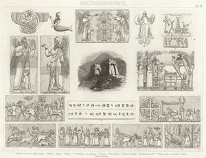 Forntida Assyrien. Illustration för Bilder-Atlas (gravyr) av German School