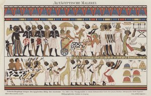 Forntida egyptisk målning (färg litho) av German School