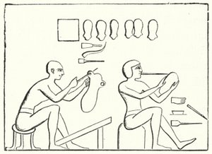 Forntida egyptiska skomakare (gravyr) av German School
