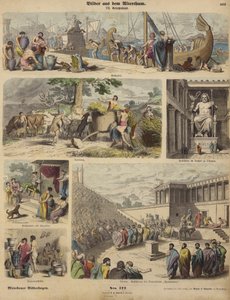 Antikens Grekland (färgad gravyr) av German School