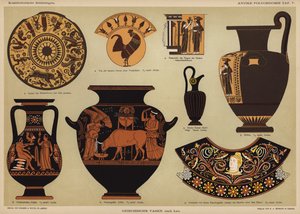 Forntida grekiska polykroma vaser (färg litho) av German School