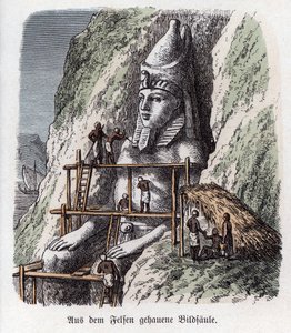Forntida historia. Egypten. Staty huggen på en klippa ... (gravyr) av German School