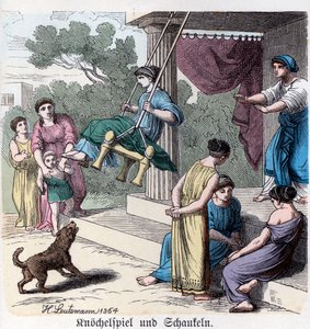 Antikens historia. Grekland. Grekiska inhemska spel ... (gravyr) av German School