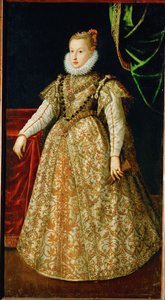 Anna Katharina Gonzaga, andra hustru till ärkehertig Ferdinand II av Tyrolen, i sin brudklänning (olja på duk) av German School