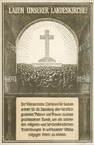 Uppmaning att försvara kyrkorna i Sachsen, Tyskland (litho) av German School