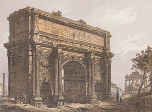 Septimius Severus båge, Rom (färglitografi) av German School