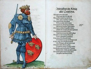 Ariovistus, tyskarnas kung, från "Urkomsten till de första tolv gamla kungarna och prinsarna av den tyska nationen" av German School