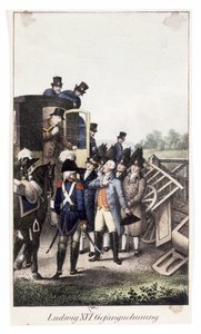 Arrestering av kung Ludvig XVI i Varennes (litografi) av German School