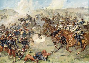 Attack av preussiska kurassier vid Vionville, slaget vid Mars-le-Tour, 16 augusti 1870 av German School