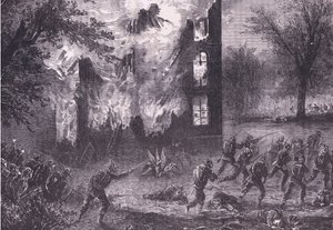 Attack på en avancerad fransk position, Cassells historia om kriget mellan Frankrike och Tyskland publicerad av Cassell and Company Limited, ca 1890 (litho) av German School