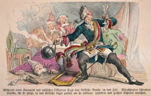 Baron Munchausen (färg litho) av German School