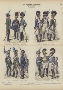 Bayerska militäruniformer, tidigt 1800-tal (färgad gravyr) av German School