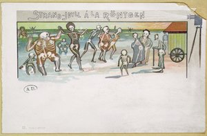 Strandidyll i Rontgenstil, tecknad film om röntgenstrålar, c.1896-99 (färgstick) av German School