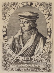Beatus Rhenanus, tysk humanist, forskare och religiös reformator (gravyr) av German School