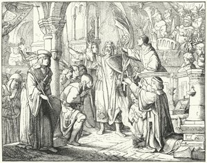 Bernard av Clairvaux predikar det andra korståget i Speyer, Tyskland av German School