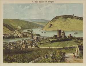 Bingen Am Rhein (färg litho) av German School