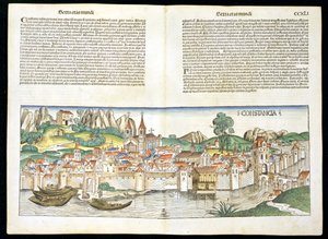 Fågelperspektiv av Constance från Nürnbergkrönikan av Hartmann Schedel (1440-1514) 1493 av German School