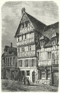 Den franske dramatikern Pierre Corneilles födelseplats i Rouen (gravyr) av German School